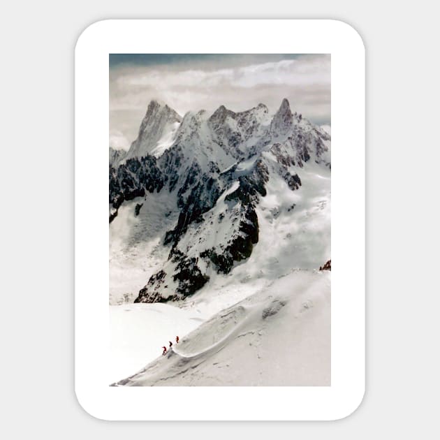 Chamonix Aiguille du Midi Mont Blanc Massif French Alps France Sticker by AndyEvansPhotos